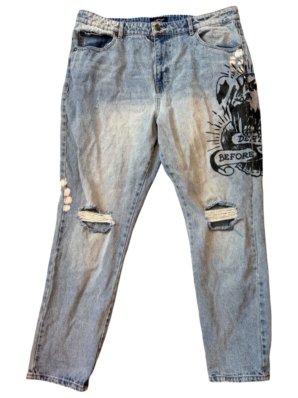 Vintage Y2K Ed Hardy Death Before Dishonor Skull Eagle Jeans 38 - Picture 2 of 16